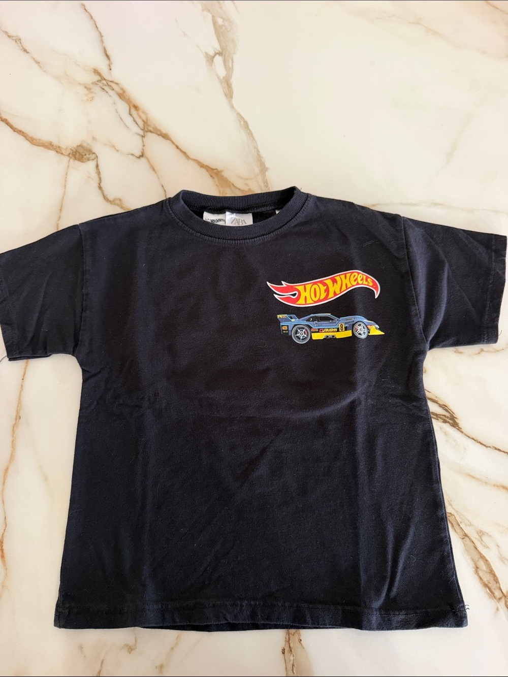 Zara Black Tee with Hot Wheels Graphic